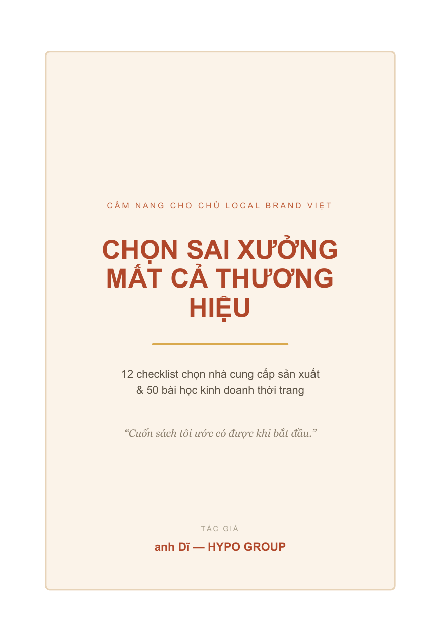 Bìa ebook Chọn Sai Xưởng — Mất Cả Thương Hiệu